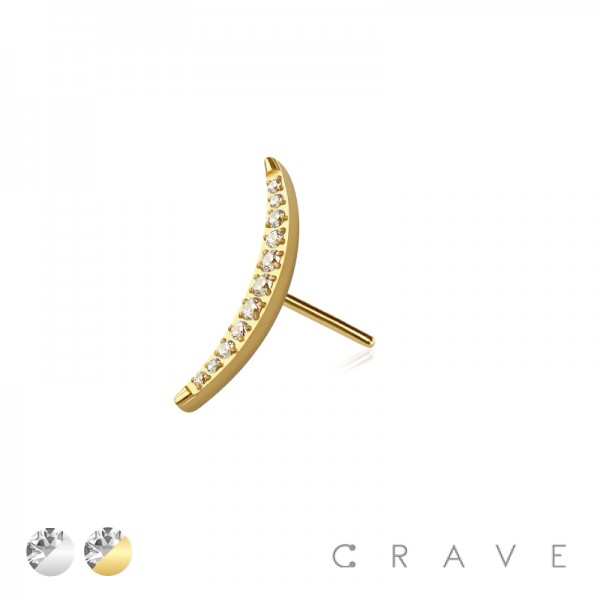 316L SURGICAL STEEL THREADLESS PUSH IN CZ BEZEL ARCH MOON FAN TOP PART
